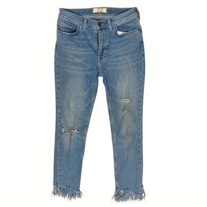 womens size 27 We The Free People raw fringe hem jeans distressed skinny